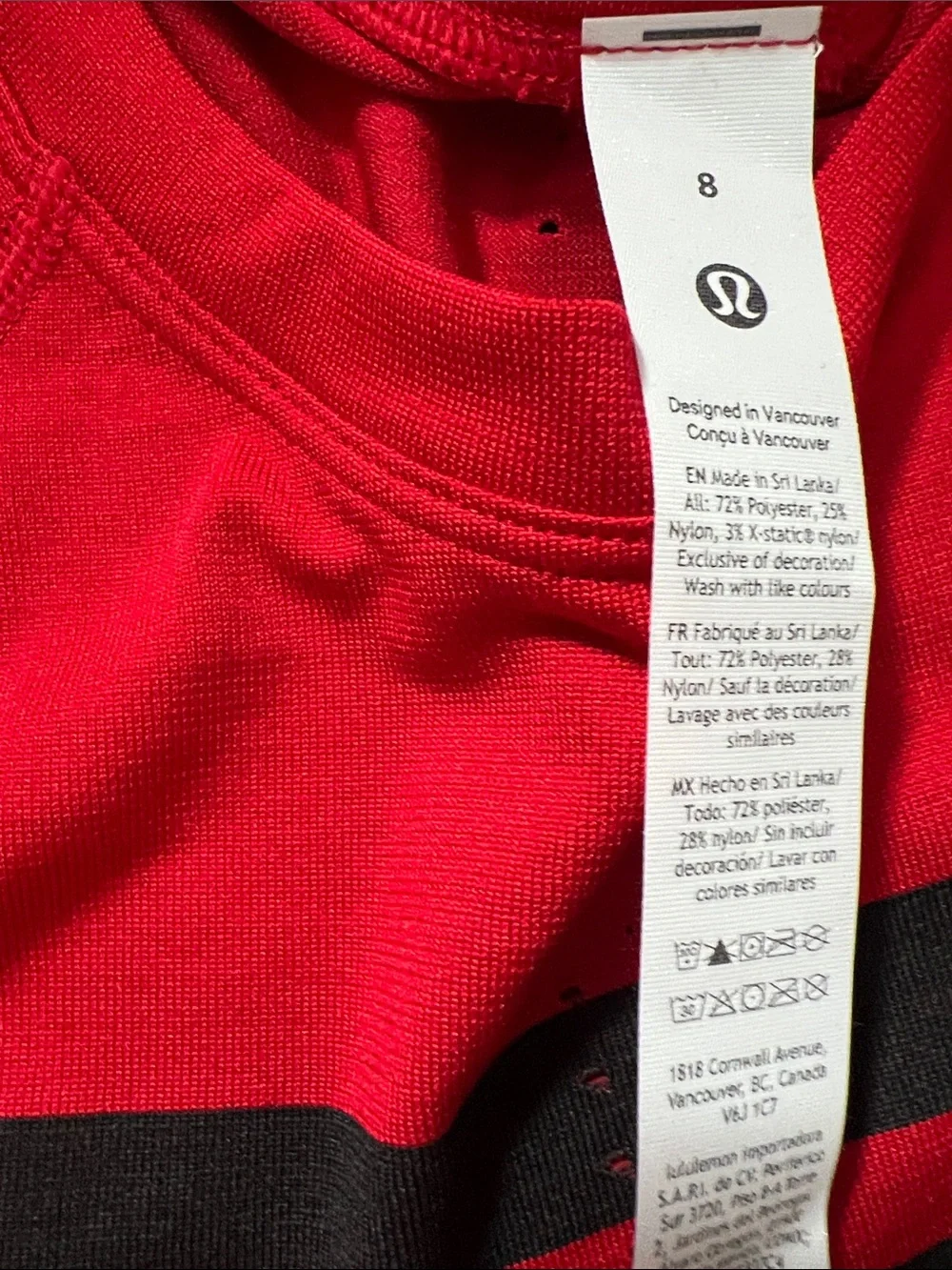 Lululemon Oxford Red Swiftly Tech Cropped Short Sleeve Tee Stripe Size 8 NWT
